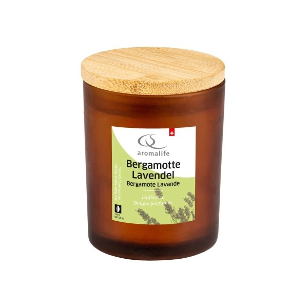 AROMALIFE Duftkerze im Glas Bergamotte Lavendel