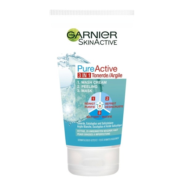 GARNIER PureActive 3in1 Clay Cleanser Tb 150 ml