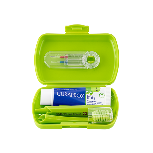 CURAPROX kids Travel Set grün Box