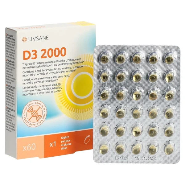 LIVSANE Vitamin D3 2000 Softgelkaps 60 Stk