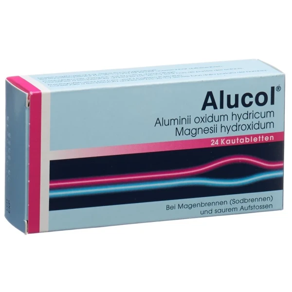 Hier sehen Sie den Artikel ALUCOL Kautabl 24 Stk aus der Kategorie Arzneimittel der Liste D. Dieser Artikel ist erhältlich bei pedro-shop.ch