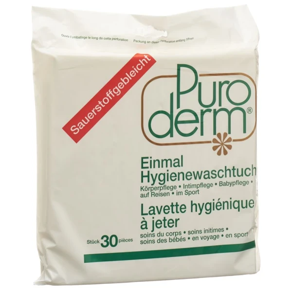 Hier sehen Sie den Artikel PURODERM Einmal Hygienewaschtücher 30 Stk aus der Kategorie Waschtücher- und Handschuhe. Dieser Artikel ist erhältlich bei pedro-shop.ch