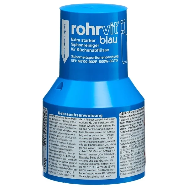 Hier sehen Sie den Artikel ROHRVIT Ablaufreiniger Gran blau 100 g aus der Kategorie Ablaufentstopfer und Zubehör. Dieser Artikel ist erhältlich bei pedro-shop.ch