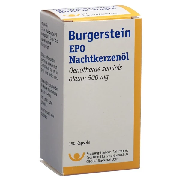Hier sehen Sie den Artikel BURGERSTEIN EPO Kaps 500 mg 180 Stk aus der Kategorie Arzneimittel der Liste E. Dieser Artikel ist erhältlich bei pedro-shop.ch