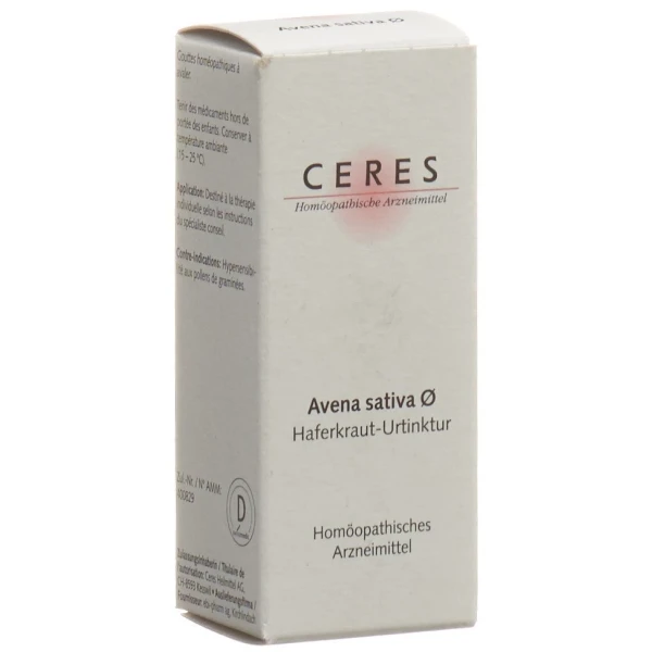 Hier sehen Sie den Artikel CERES Avena sativa Urtinkt Fl 20 ml aus der Kategorie Homöopathische Arzneimittel. Dieser Artikel ist erhältlich bei pedro-shop.ch