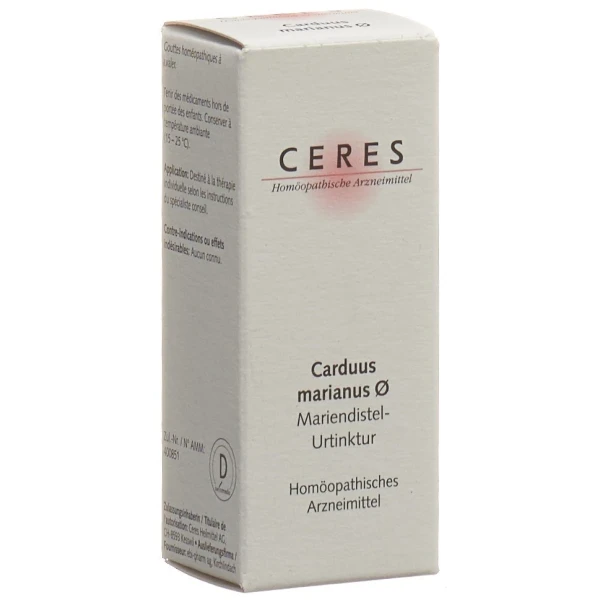 Hier sehen Sie den Artikel CERES Carduus marianus Urtinkt Fl 20 ml aus der Kategorie Homöopathische Arzneimittel. Dieser Artikel ist erhältlich bei pedro-shop.ch