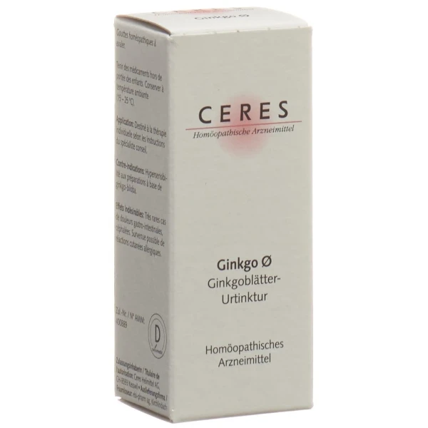 Hier sehen Sie den Artikel CERES Ginkgo Urtinkt Fl 20 ml aus der Kategorie Homöopathische Arzneimittel. Dieser Artikel ist erhältlich bei pedro-shop.ch
