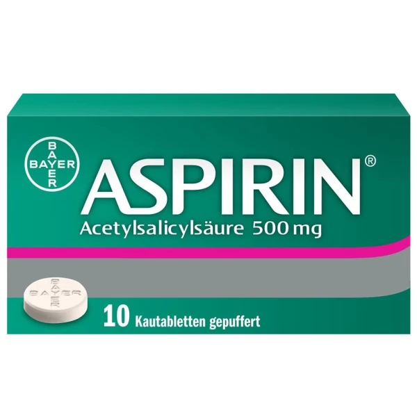 Hier sehen Sie den Artikel ASPIRIN Kautabl 500 mg 10 Stk aus der Kategorie Arzneimittel der Liste D. Dieser Artikel ist erhältlich bei pedro-shop.ch