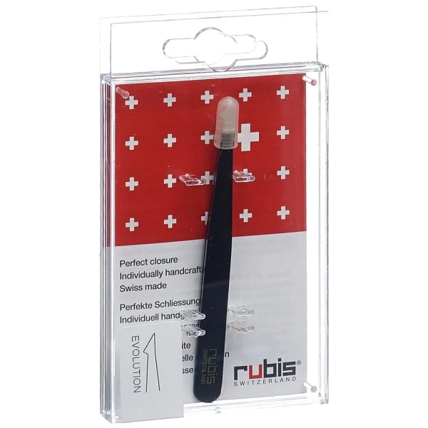 Hier sehen Sie den Artikel RUBIS Pinzette evolution schwarz Inox aus der Kategorie Pinzetten kosmetisch. Dieser Artikel ist erhältlich bei pedro-shop.ch