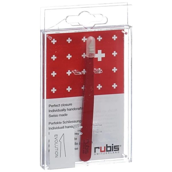 Hier sehen Sie den Artikel RUBIS Pinzette evolution rot Inox aus der Kategorie Pinzetten kosmetisch. Dieser Artikel ist erhältlich bei pedro-shop.ch