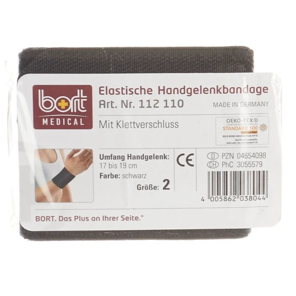 BORT Handgelenkbandage Velcro 8cm Gr2 -19cm schwar