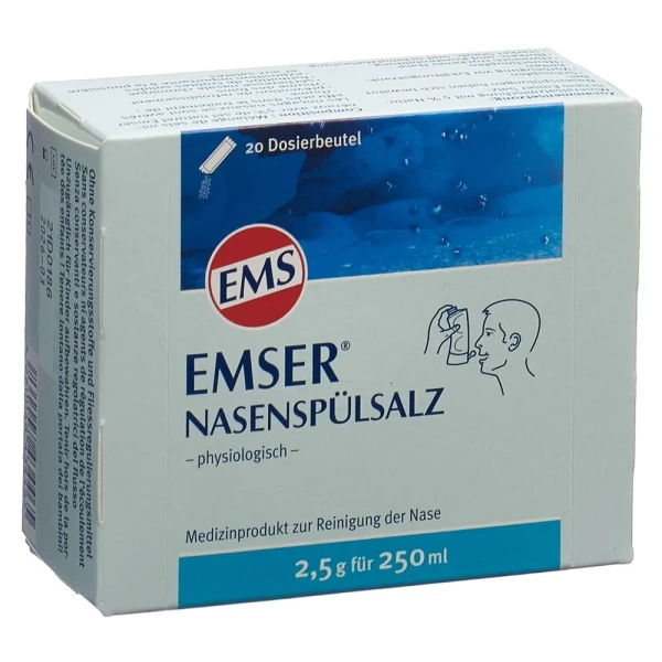 Hier sehen Sie den Artikel EMSER Nasenspülsalz 20 Btl 2.5 g aus der Kategorie Andere Spezialitäten. Dieser Artikel ist erhältlich bei pedro-shop.ch