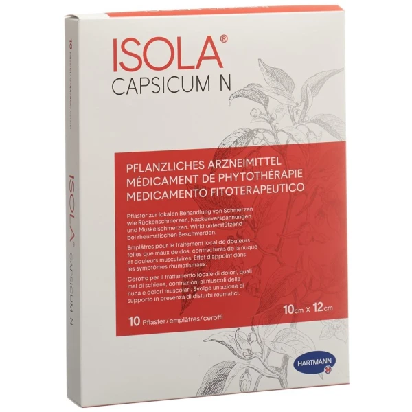 Hier sehen Sie den Artikel ISOLA Capsicum N Pfl 10 Stk aus der Kategorie Arzneimittel der Liste D. Dieser Artikel ist erhältlich bei pedro-shop.ch