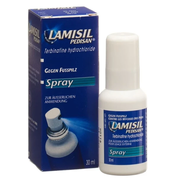 Hier sehen Sie den Artikel LAMISIL PEDISAN Spray 1  30 ml aus der Kategorie Arzneimittel der Liste D. Dieser Artikel ist erhältlich bei pedro-shop.ch