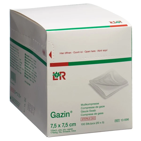 GAZIN Mullkompress Set 7.5x7.5cm 12f st 20 x 5 Stk