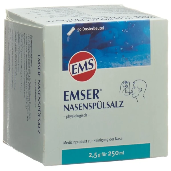 Hier sehen Sie den Artikel EMSER Nasenspülsalz 50 Btl 2.5 g aus der Kategorie Andere Spezialitäten. Dieser Artikel ist erhältlich bei pedro-shop.ch