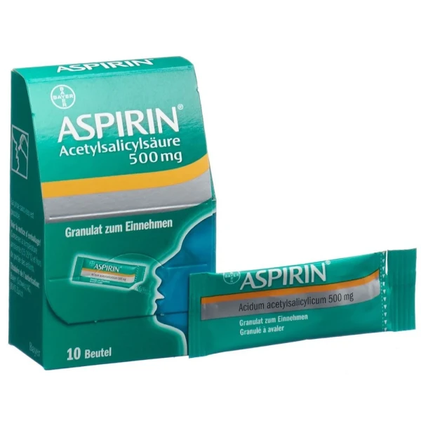 Hier sehen Sie den Artikel ASPIRIN Gran 500 mg Btl 10 Stk aus der Kategorie Arzneimittel der Liste D. Dieser Artikel ist erhältlich bei pedro-shop.ch