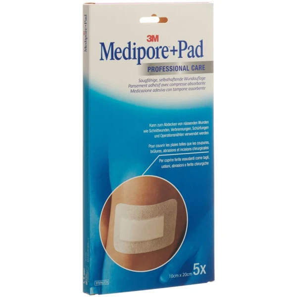 3M MEDIPORE+PAD 10x20cm Wundkissen 5x15.5cm 5 Stk