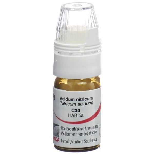 Hier sehen Sie den Artikel OMIDA Acidum nitricum Glob C 30 m Dosierhilfe 4 g aus der Kategorie Homöopathische Arzneimittel. Dieser Artikel ist erhältlich bei pedro-shop.ch