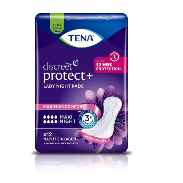 Hier sehen Sie den Artikel TENA Lady discreet Maxi Night 12 Stk aus der Kategorie Inkontinenz Einlagen. Dieser Artikel ist erhältlich bei pedro-shop.ch