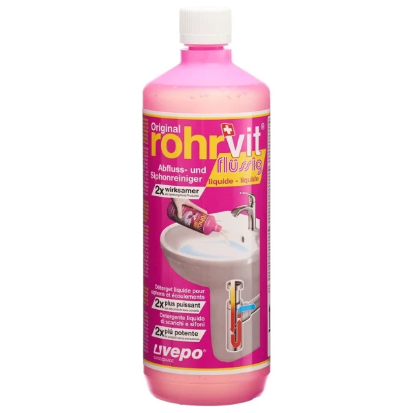 Hier sehen Sie den Artikel ROHRVIT Ablaufreiniger liq gebrauchsfertig 1000 ml aus der Kategorie Ablaufentstopfer und Zubehör. Dieser Artikel ist erhältlich bei pedro-shop.ch