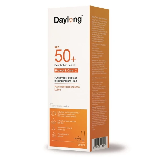 Hier sehen Sie den Artikel DAYLONG Protect&care Lotion SPF50+ Tb 200 ml aus der Kategorie Sonnenschutz. Dieser Artikel ist erhältlich bei pedro-shop.ch