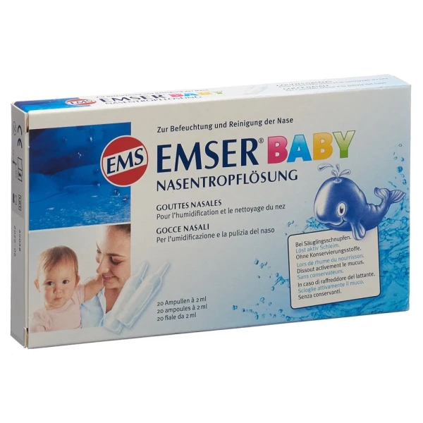 Hier sehen Sie den Artikel EMSER Baby Nasentropflösung 20 Amp 2 ml aus der Kategorie Andere Spezialitäten. Dieser Artikel ist erhältlich bei pedro-shop.ch