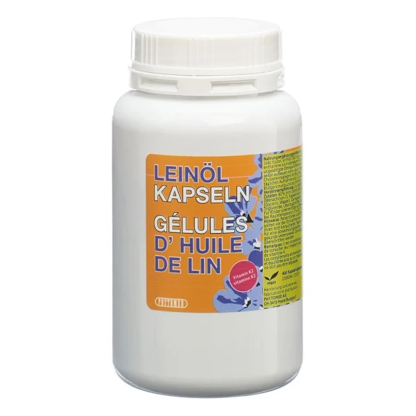 PHYTOMED Leinöl Bio 500mg+Vitamin K2 Kaps 400 Stk