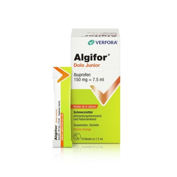 Hier sehen Sie den Artikel ALGIFOR Dolo Junior 150 mg/7.5ml 18 Btl 7.5 ml aus der Kategorie Arzneimittel der Liste D. Dieser Artikel ist erhältlich bei pedro-shop.ch