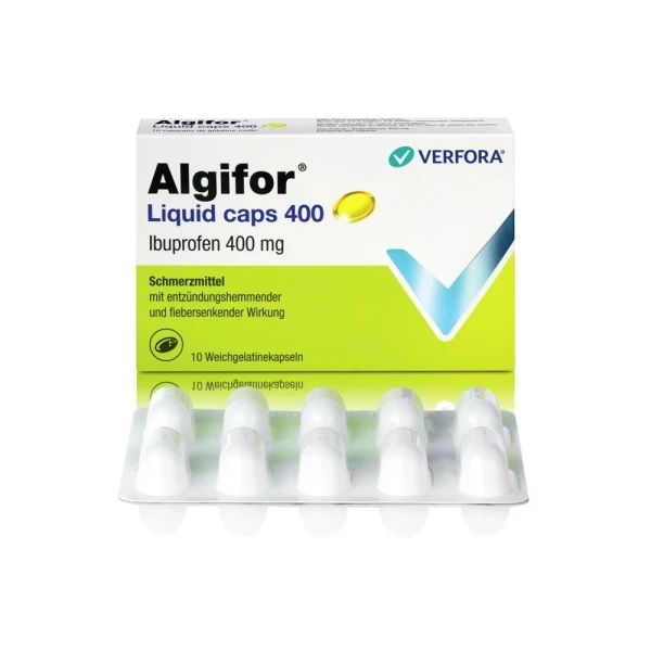 Hier sehen Sie den Artikel ALGIFOR Liquid Caps 400 mg 10 Stk aus der Kategorie Arzneimittel der Liste D. Dieser Artikel ist erhältlich bei pedro-shop.ch