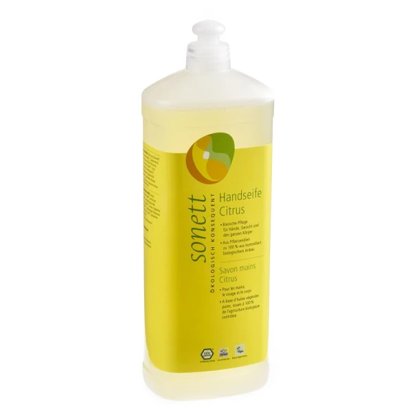 Hier sehen Sie den Artikel SONETT Handseife Citrus Nachfüllflasche 1 lt aus der Kategorie Seifen flüssig und Zubehör. Dieser Artikel ist erhältlich bei pedro-shop.ch