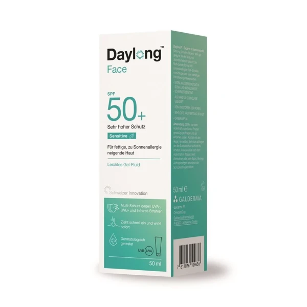 Hier sehen Sie den Artikel DAYLONG Sensitive Face Gel-Cr/Flui SPF50+ Tb 50 ml aus der Kategorie Sonnenschutz. Dieser Artikel ist erhältlich bei pedro-shop.ch