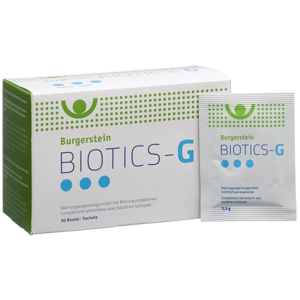 Hier sehen Sie den Artikel BURGERSTEIN Biotics-G Plv Btl 7 Stk aus der Kategorie Nahrungsergänzungsmittel. Dieser Artikel ist erhältlich bei pedro-shop.ch