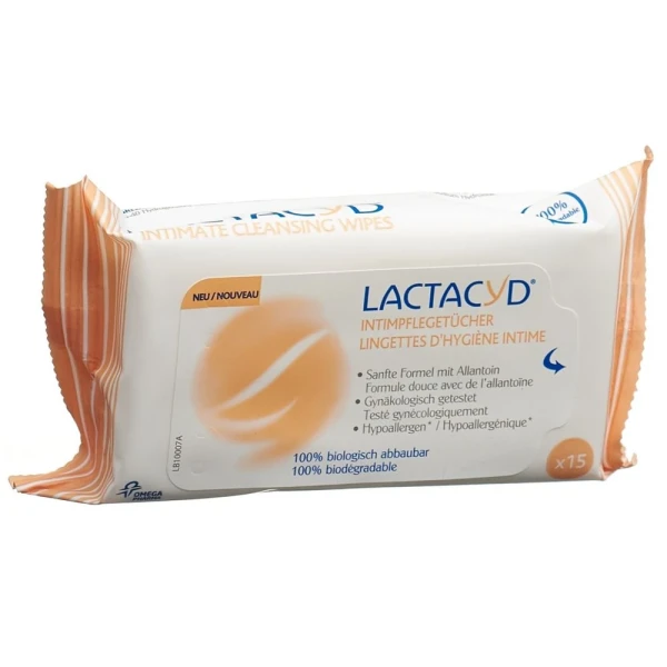 Hier sehen Sie den Artikel LACTACYD Intimpflegetücher 15 Stk aus der Kategorie Intim-Pflegetüchlein. Dieser Artikel ist erhältlich bei pedro-shop.ch