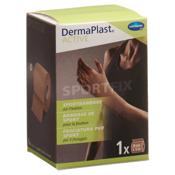 Hier sehen Sie den Artikel DERMAPLAST Active Sportbandage 8cmx5m (alt) aus der Kategorie Elastische Binden kohäsiv. Dieser Artikel ist erhältlich bei pedro-shop.ch