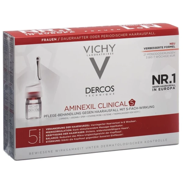 Hier sehen Sie den Artikel VICHY Dercos Aminexil Clinical 5 Frauen 21 x 6 ml aus der Kategorie Haar-Spülungen/Kuren. Dieser Artikel ist erhältlich bei pedro-shop.ch
