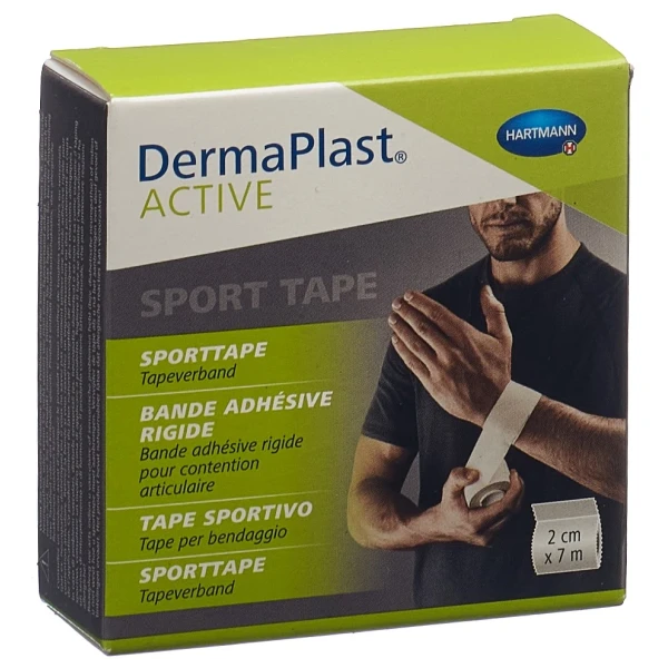 Hier sehen Sie den Artikel DERMAPLAST Active Sporttape 2cmx7m aus der Kategorie Pflasterbinden/Tape und Zubehör. Dieser Artikel ist erhältlich bei pedro-shop.ch