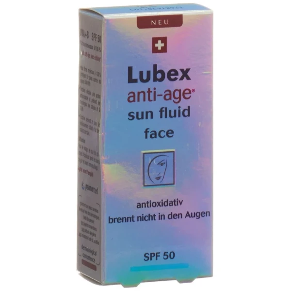 Hier sehen Sie den Artikel LUBEX ANTI-AGE sun fluid face SPF 50 Fl 30 ml aus der Kategorie Gesichts-Balsam/Creme/Gel/Öl. Dieser Artikel ist erhältlich bei pedro-shop.ch