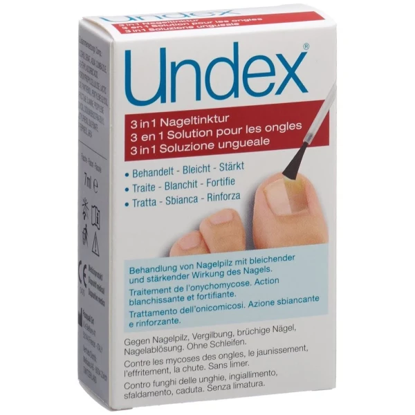 Hier sehen Sie den Artikel UNDEX 3 in 1 Nageltinktur Fl 7 ml aus der Kategorie Nagelbalsam/Cremen/Kuren. Dieser Artikel ist erhältlich bei pedro-shop.ch