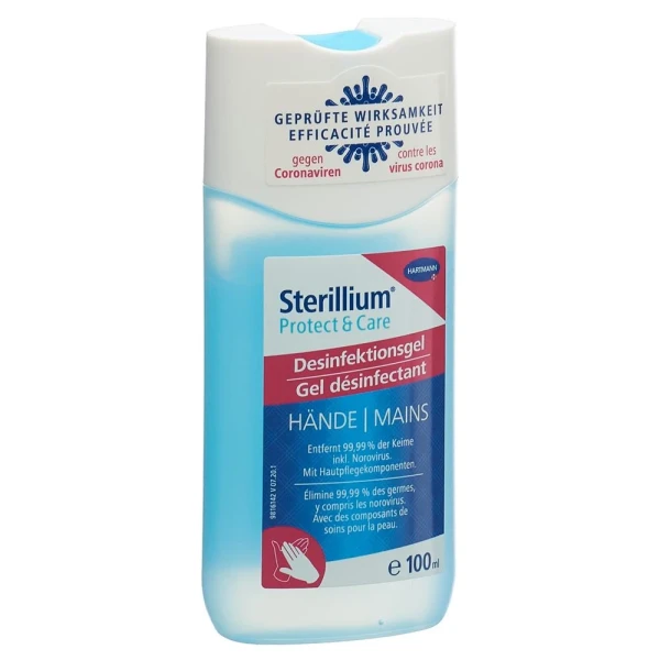 Hier sehen Sie den Artikel STERILLIUM Protect&Care Gel Fl 100 ml aus der Kategorie Haut- Wunden- und Händedesinfektion. Dieser Artikel ist erhältlich bei pedro-shop.ch