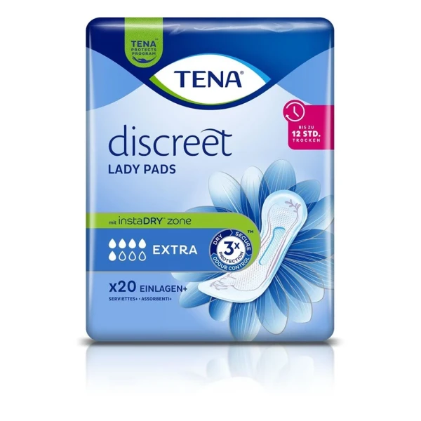 Hier sehen Sie den Artikel TENA Lady discreet Extra 20 Stk aus der Kategorie Inkontinenz Einlagen. Dieser Artikel ist erhältlich bei pedro-shop.ch
