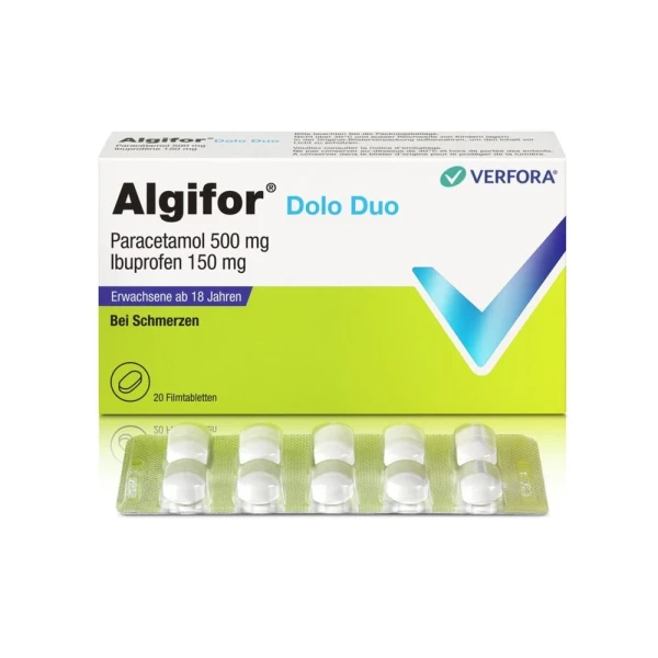 Hier sehen Sie den Artikel ALGIFOR Dolo Duo Filmtabl 150 mg/500 mg 20 Stk aus der Kategorie Arzneimittel der Liste D. Dieser Artikel ist erhältlich bei pedro-shop.ch