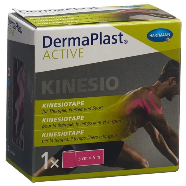 Hier sehen Sie den Artikel DERMAPLAST Active Kinesiotape 5cmx5m pink aus der Kategorie Pflasterbinden/Tape und Zubehör. Dieser Artikel ist erhältlich bei pedro-shop.ch