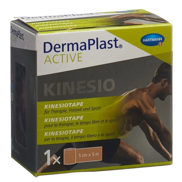 Hier sehen Sie den Artikel DERMAPLAST Active Kinesiotape 5cmx5m hautfarben aus der Kategorie Pflasterbinden/Tape und Zubehör. Dieser Artikel ist erhältlich bei pedro-shop.ch