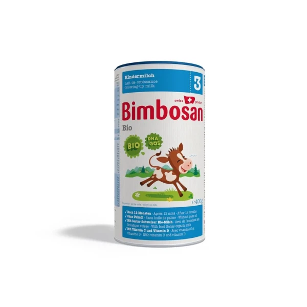 Hier sehen Sie den Artikel BIMBOSAN Bio 3 Kindermilch Ds 400 g aus der Kategorie Milch und Schoppenzusätze. Dieser Artikel ist erhältlich bei pedro-shop.ch