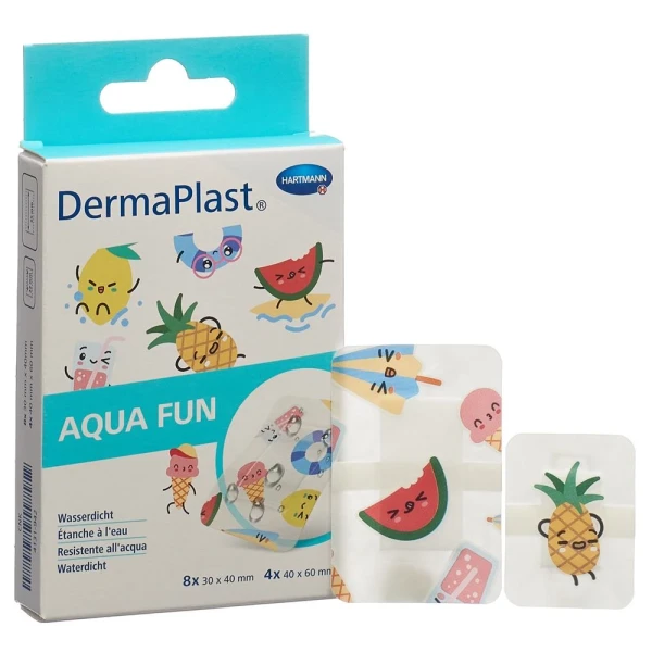 Hier sehen Sie den Artikel DERMAPLAST Aqua Fun 12 Stk aus der Kategorie Schnellverbände Plastik. Dieser Artikel ist erhältlich bei pedro-shop.ch