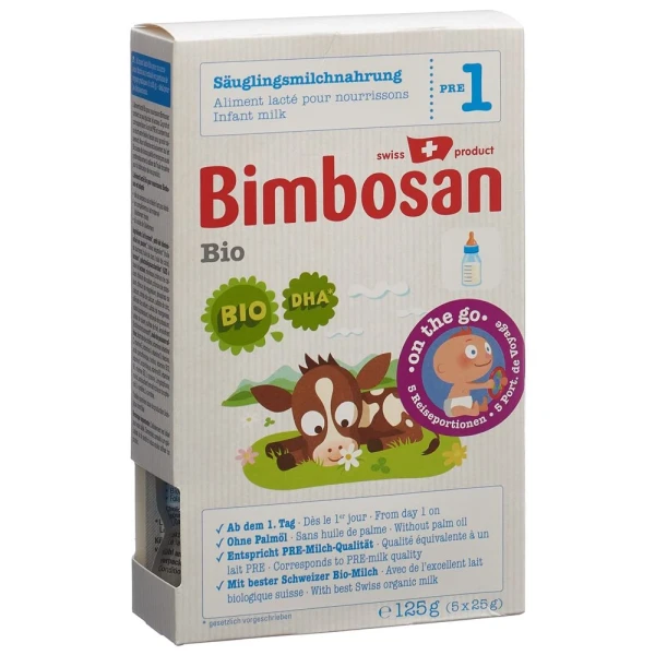 Hier sehen Sie den Artikel BIMBOSAN Bio 1 Säuglingsmilch Reiseport 5 x 25 g aus der Kategorie Milch und Schoppenzusätze. Dieser Artikel ist erhältlich bei pedro-shop.ch