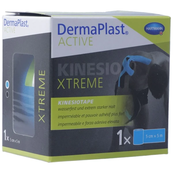 Hier sehen Sie den Artikel DERMAPLAST Active Kinesiotape Xtreme 5cmx5m blau aus der Kategorie Pflasterbinden/Tape und Zubehör. Dieser Artikel ist erhältlich bei pedro-shop.ch