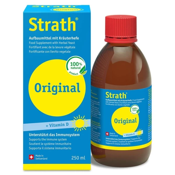 Hier sehen Sie den Artikel STRATH Original liq Aufbaumittel mit Vit D 250 ml aus der Kategorie Nahrungsergänzungsmittel. Dieser Artikel ist erhältlich bei pedro-shop.ch
