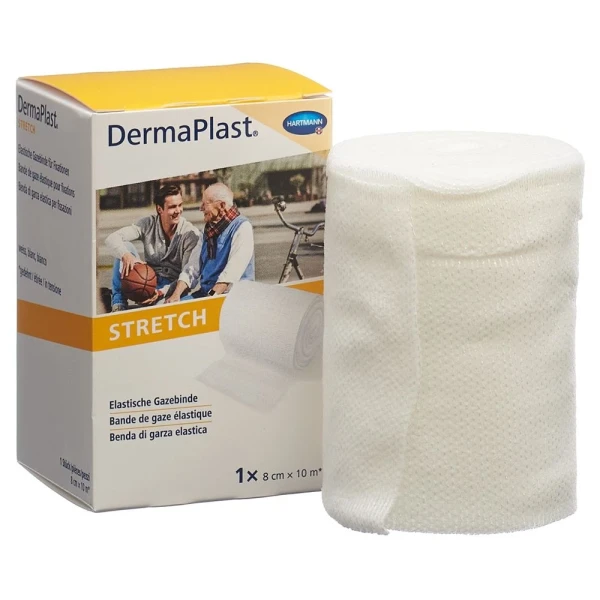 DERMAPLAST STRETCH Gazebinde 8cmx10m weiss
